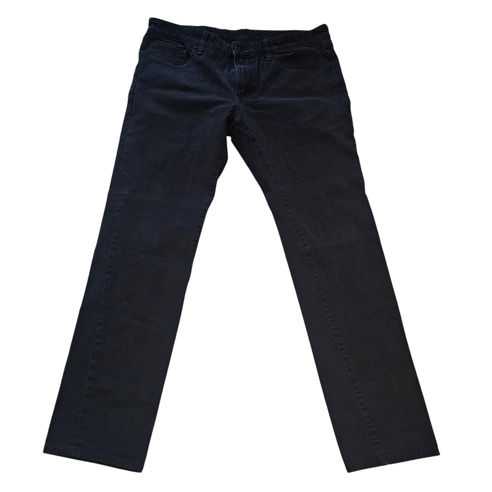 UNIQLO Women Jeans Black Straight Leg Cotton Spandex Size 33x34